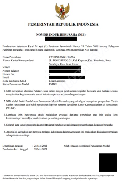 CV. Bintang Utama