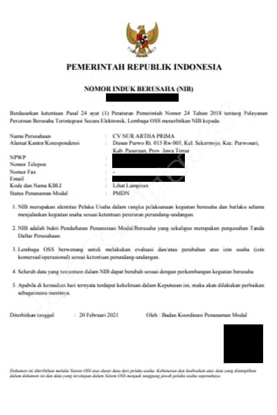 CV. Nur Artha Prima